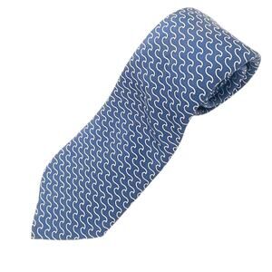 Vineyard Vines Men's Wave Neck Tie Navy Blue Patterned Preppy Design Style